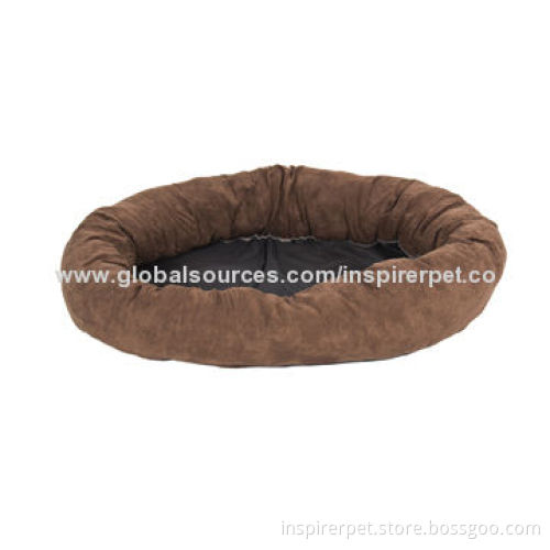 Large Bagel Dog Bed, Faux Suede